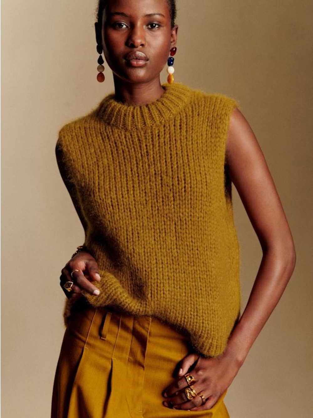 La Maille Sezane Larry Jumper Sweater Bronze Mohair & Merino Wool (size: S)